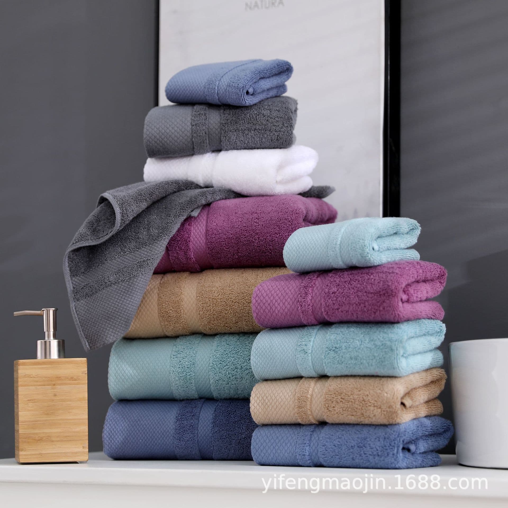 Towel Pure Cotton Thickened Three-Piece Set, Bath Towel, Face Towel, Soft and Absorbent, Hotel Gift Set, Customizable Logo Box