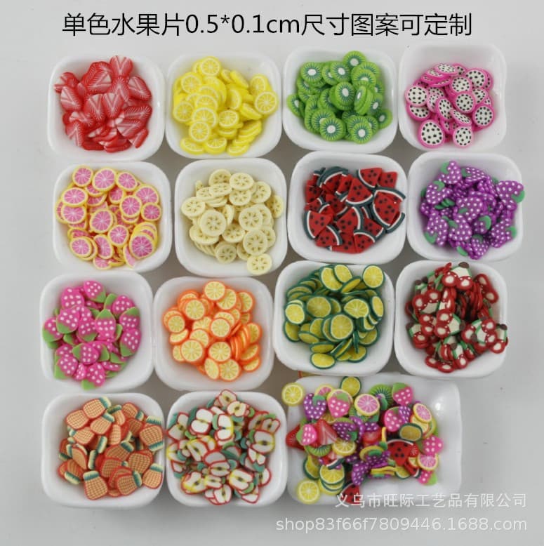 Soft clay fruit slices DIY cream glue light clay slime accessories strawberry watermelon kiwi slices source manufacturer