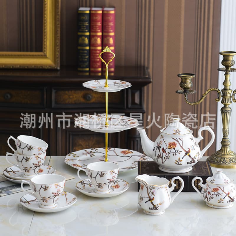 Home English Afternoon Flower Tea Set Ceramic Teacup Set Coffee Cup European Style Drinkware