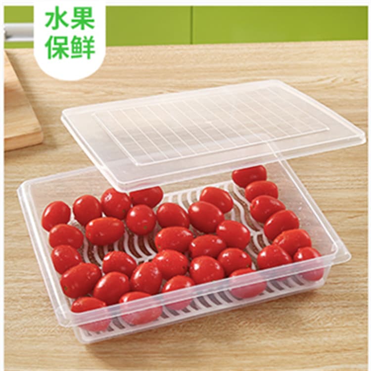Kitchen draining and food preservation box, plastic fish box, seafood and vegetable anti-odor rectangular refrigerator storage box