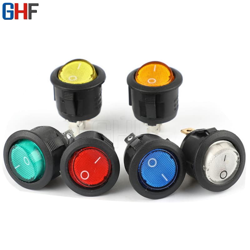 Factory Direct KCD1 Round Rocker Switch with Light 12V 24V 220V Tripod Second Gear Red Green Blue Light