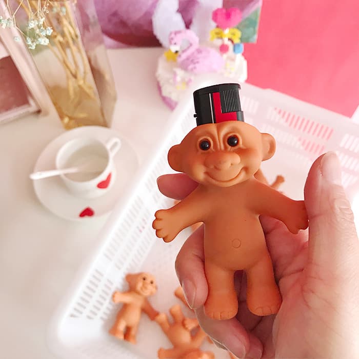 Troll doll lighter cases, cute, personalized, nostalgic, retro 90s cool disco small toy ornaments.