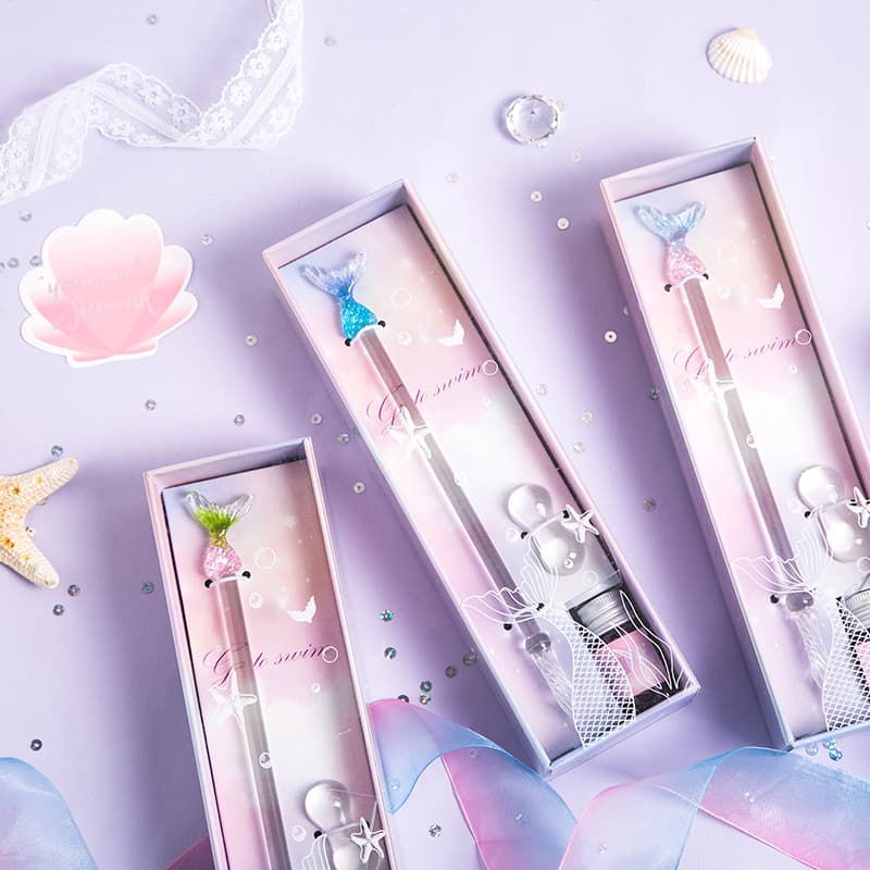 Dragon Breath Diamond Colorful Glass Pen Set Student Business Gift Signature Pen in Elegant Diamond Gift Box Steel Pen
