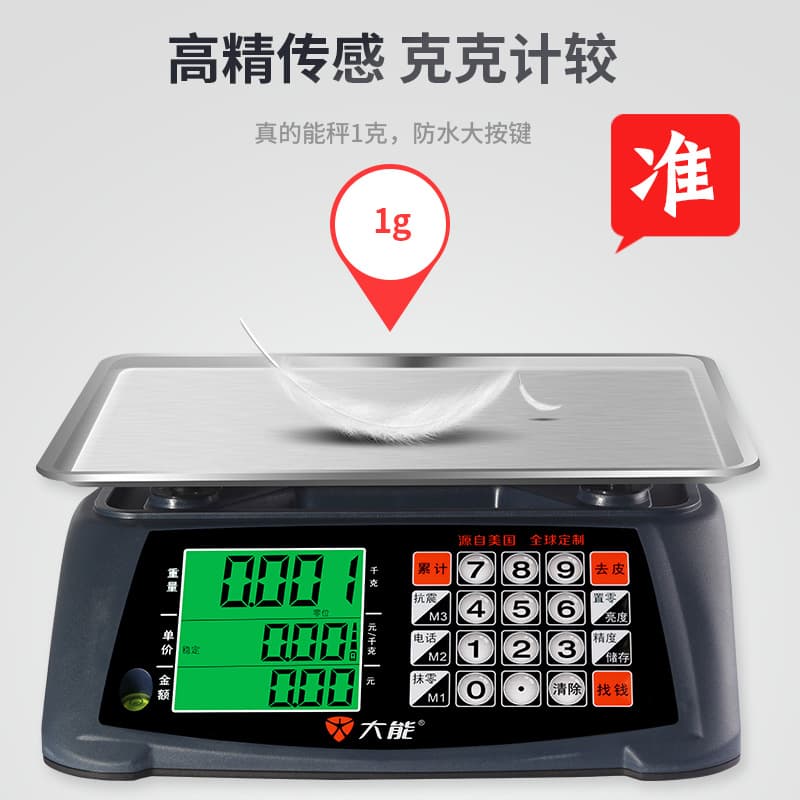 Commercial Electronic Scale with Stainless Steel Pan, 30kg High Precision Weighing for Fruits and Accurate Measurements