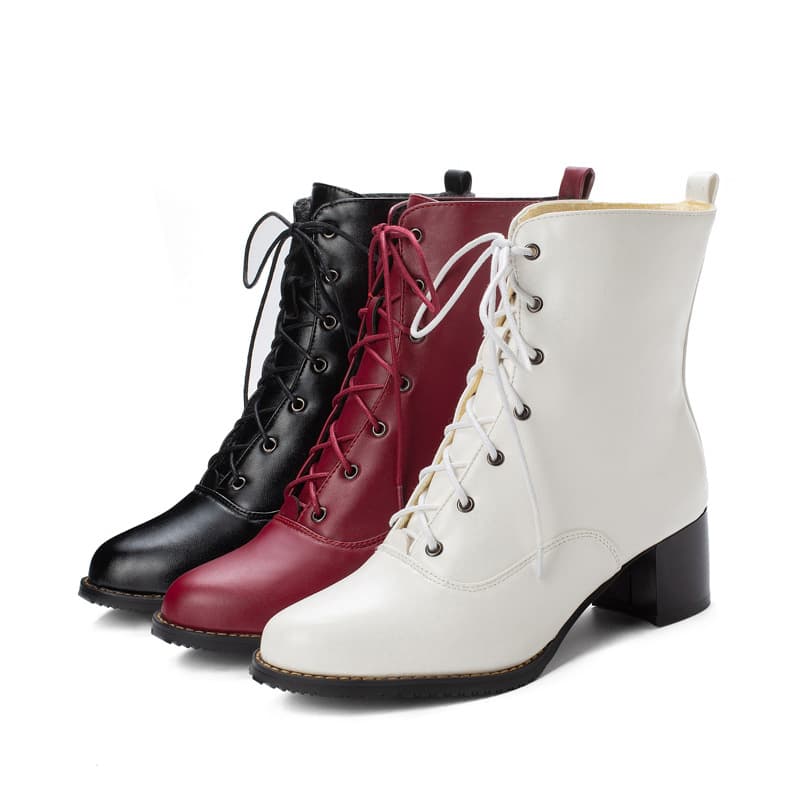 Wholesale Autumn and Winter New Amazon Wish Foreign Trade Boots Thick Heel Mid Heel Size 31-52 Low Shaft Martin Boots