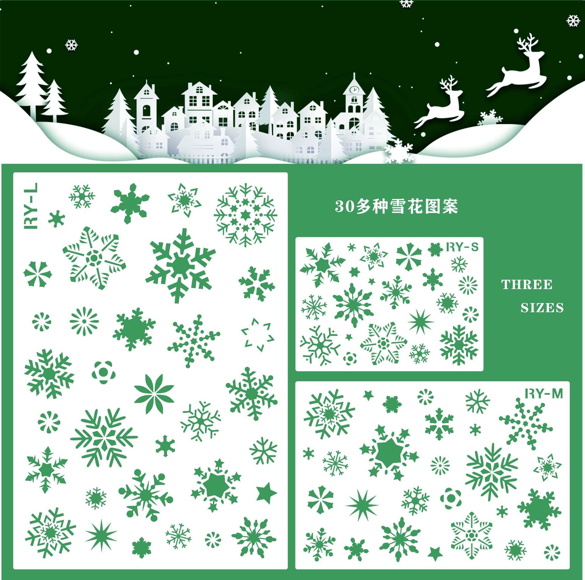 Christmas Templates: Hand-painted Christmas Snowflakes, Airbrushed Art Templates, 3 Sizes of Snowflakes