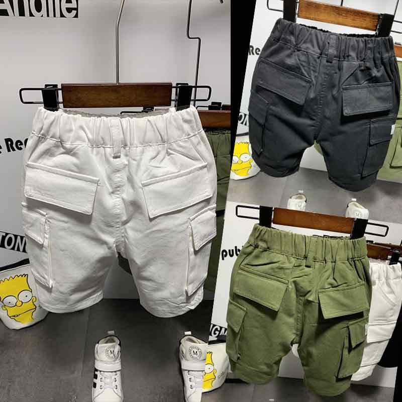 Casual 2020 Kids Shorts Korean Style Boys Workwear Cotton Five-Point Pants 3D Pocket Design Spring Summer Children's Jeans