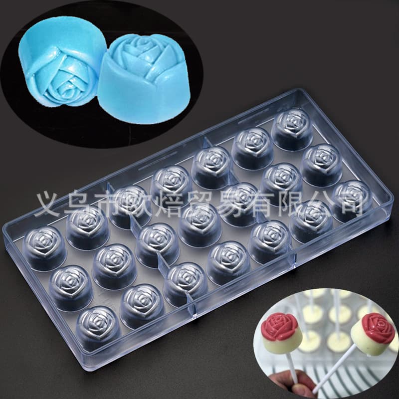 21 rose chocolate molds, plastic chocolate heart molds, baking molds, cake tools