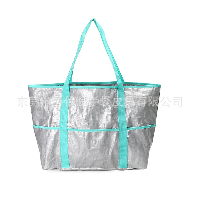 Creative new PE woven shoulder bag, eco-fashionable woven tote, large-capacity PE woven shopping bag