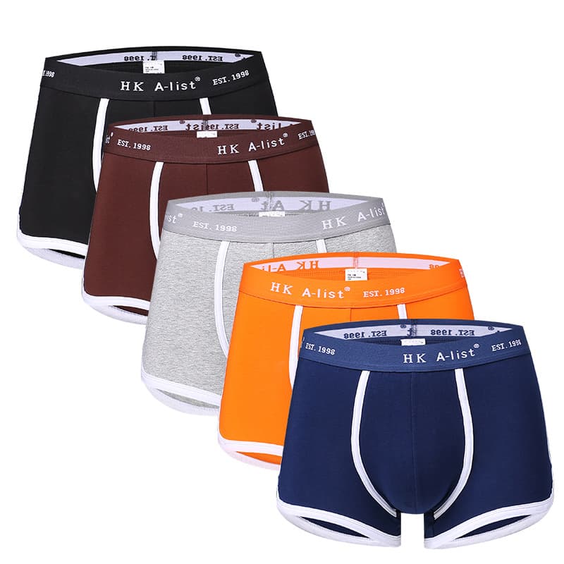 Men's Cotton Boxer Briefs Mid-Rise Breathable Four-Corner Underwear for Sports Youth Students Factory Wholesale Hot Selling