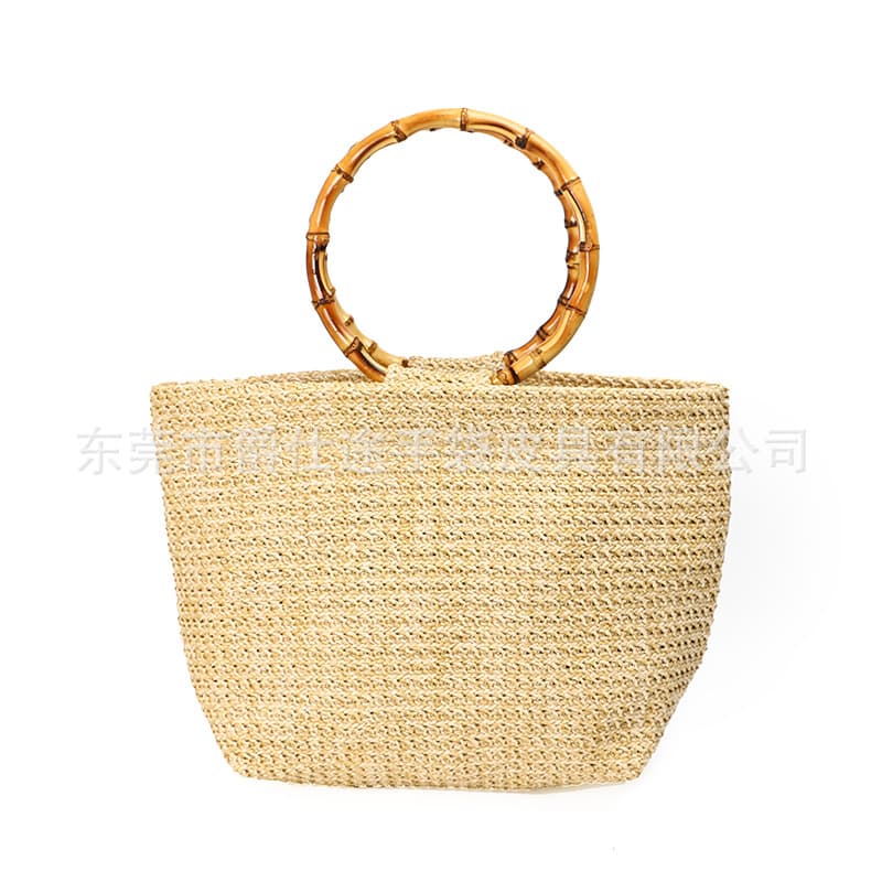 Trendy straw mat woven bag, retro country girl woven bag, practical and durable straw woven tote bag