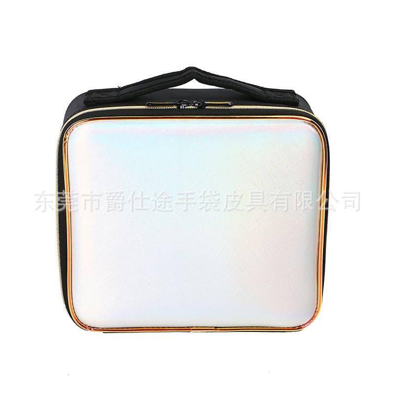 New Makeup Artist PU Handheld Cosmetic Case, Fashion Stitched Oxford Fabric Makeup Bag, Multifunctional PU Storage Bag
