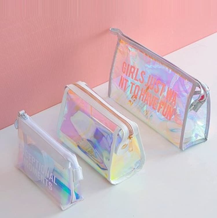 Laser Makeup Bag Holographic Gradient Ins Style Girly Glamorous Travel Storage Bag