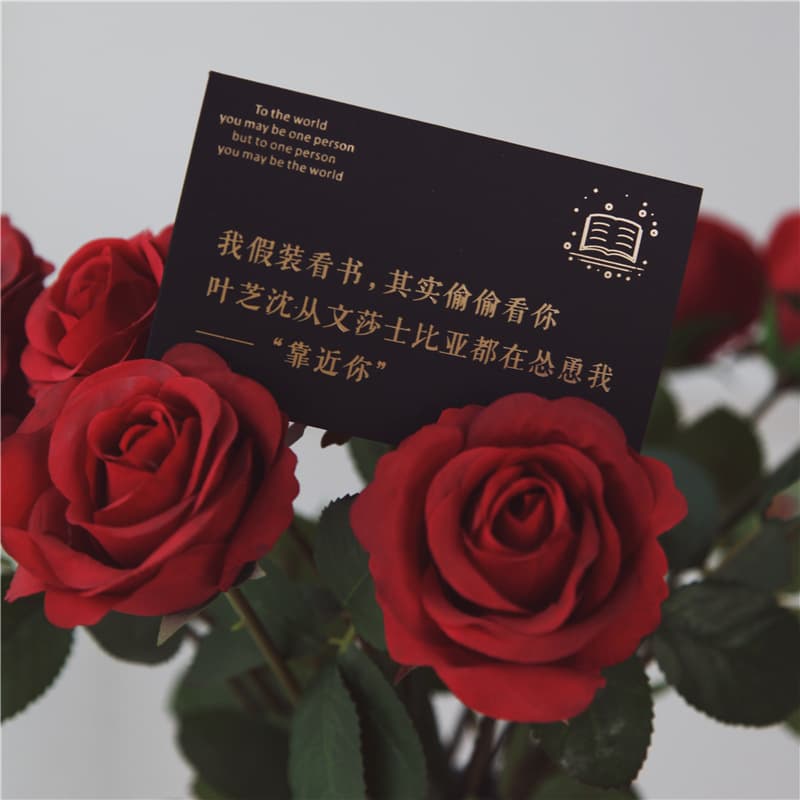 Gold Foil Love Message Card Christmas Valentine's Day Card Foldable Handwritten Card Birthday Gift Flower Message Card