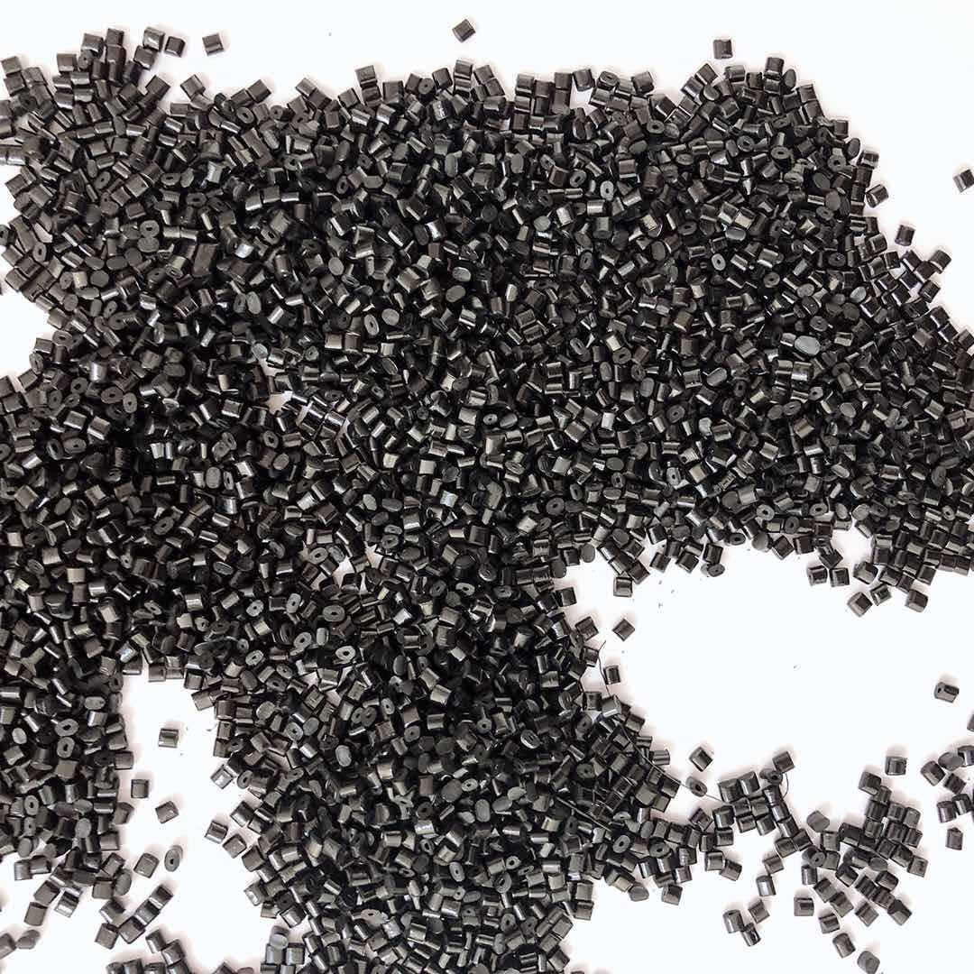 Discounted supply of black PPO non-flame-retardant non-reinforced plastic granules, recycled pellets.