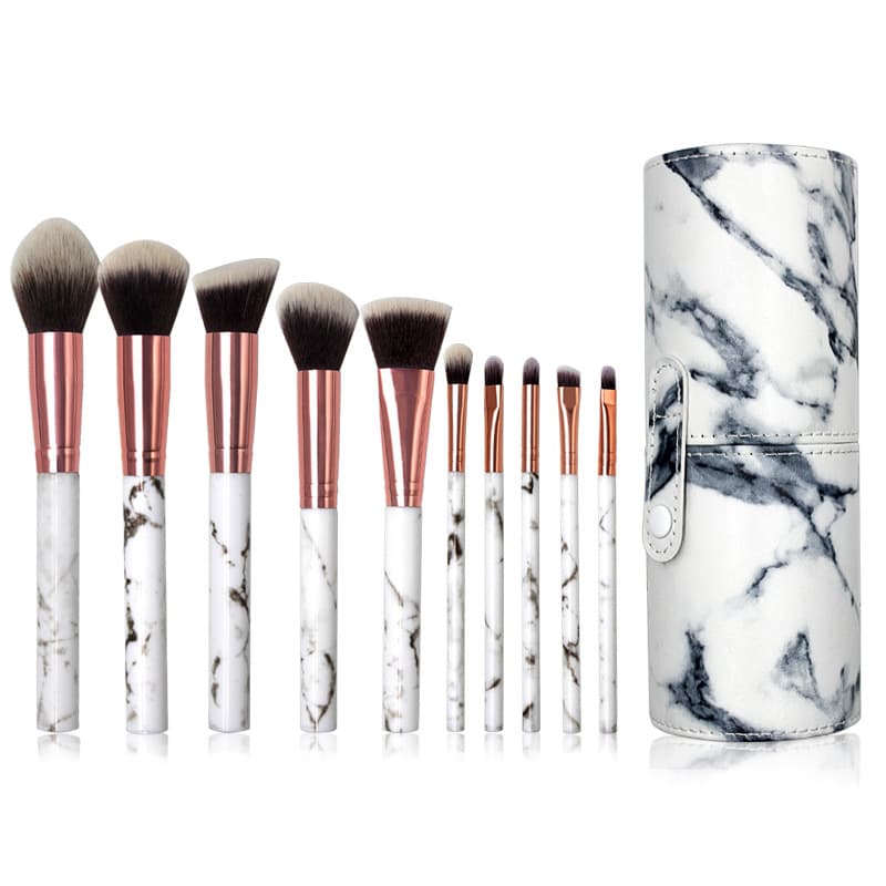 10-Piece Makeup Brush Set, Marble Pattern Makeup Brushes, 5 Large and 5 Small Popular Makeup Brushes, New Beauty Tools