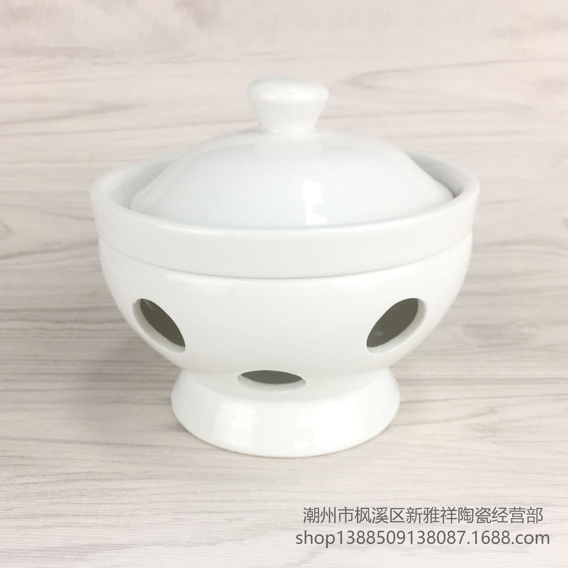 Hotel Tableware Single Serving Shark Fin Tureen with Heater, Alcohol Heating Stove, Bird's Nest Tureen, Warmer, Customizable Logo