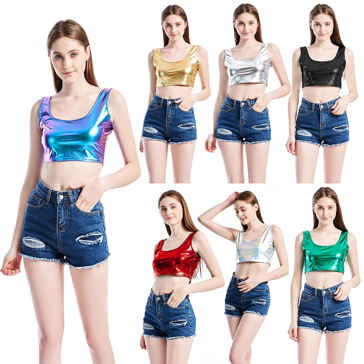 New Summer Sexy Fitted Racerback Tank Top for Women, Performance Stage Wear, Cross-Border Sourcing