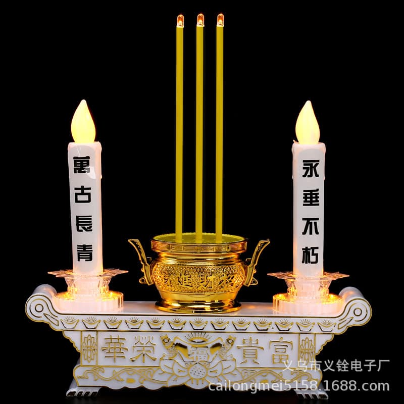 LED electronic candle holders, incense burners for home spirit altars, eternal lights, white funeral affairs, burial incense burners, Incenseburner.