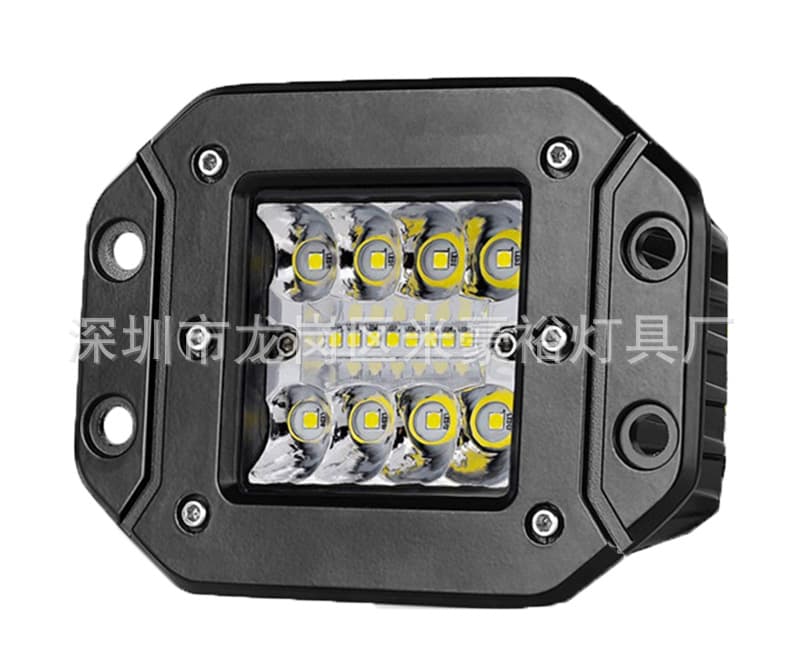 48W Car LED Square Light with 8 Embedded LED Beads, 24V High-Mounted Brake Light/Work Light for Off-Road Vehicles