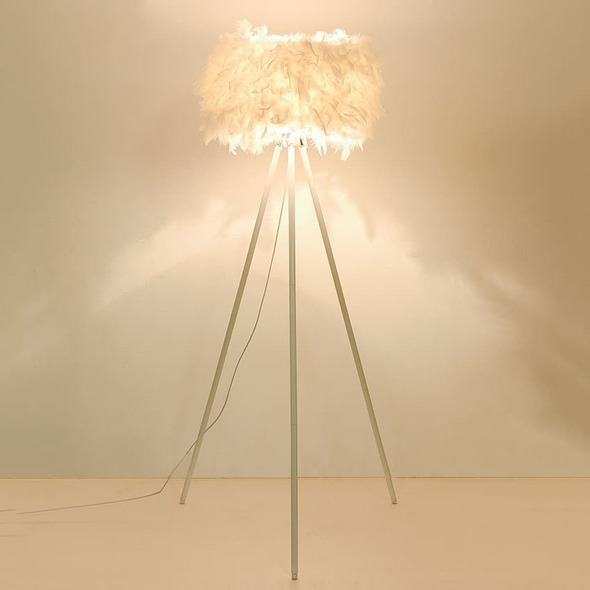 Amazon Hot Sale Nordic Creative Fashion Simple Design Wedding Feather Living Room Study Bedroom Bedside Floor Lamp