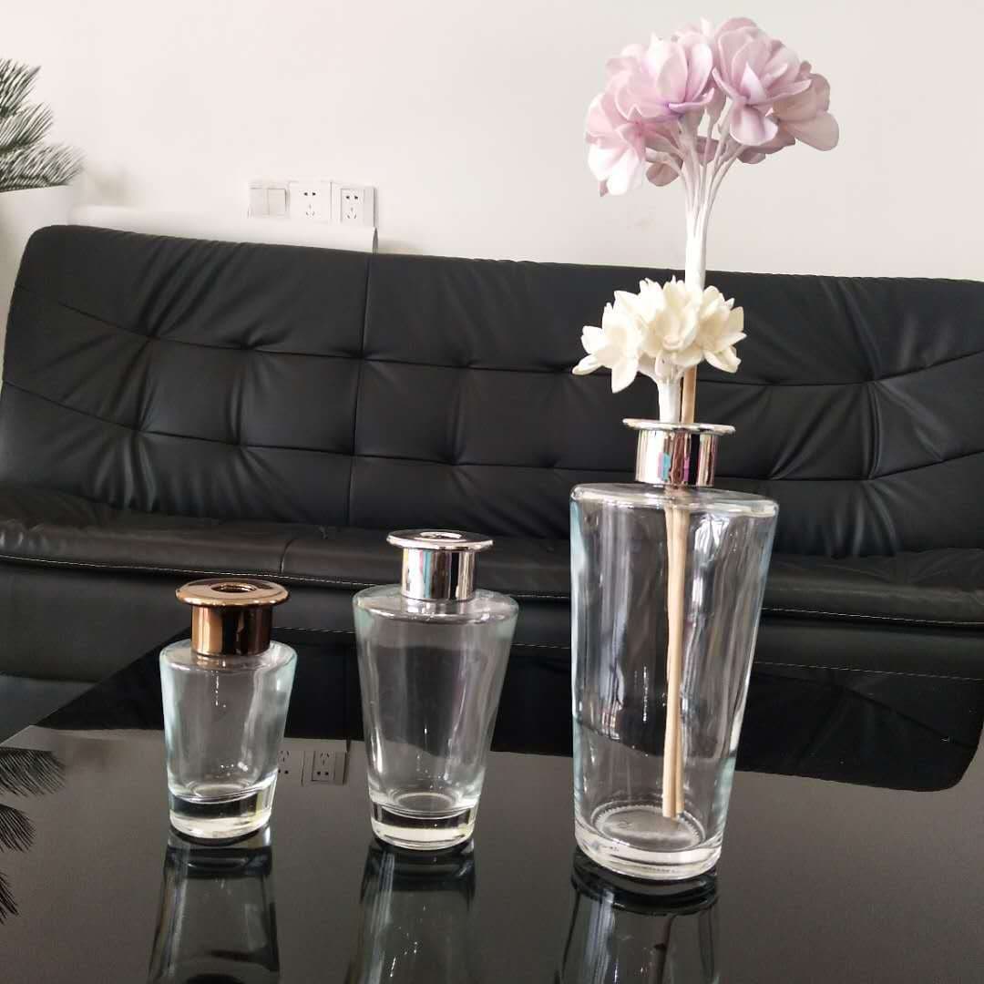 Household Transparent Aromatherapy Empty Bottle Inverted Cone Fruit Wine Fireless Floating Dried Flower Rattan Diffuser Table Vase Glass Bottle