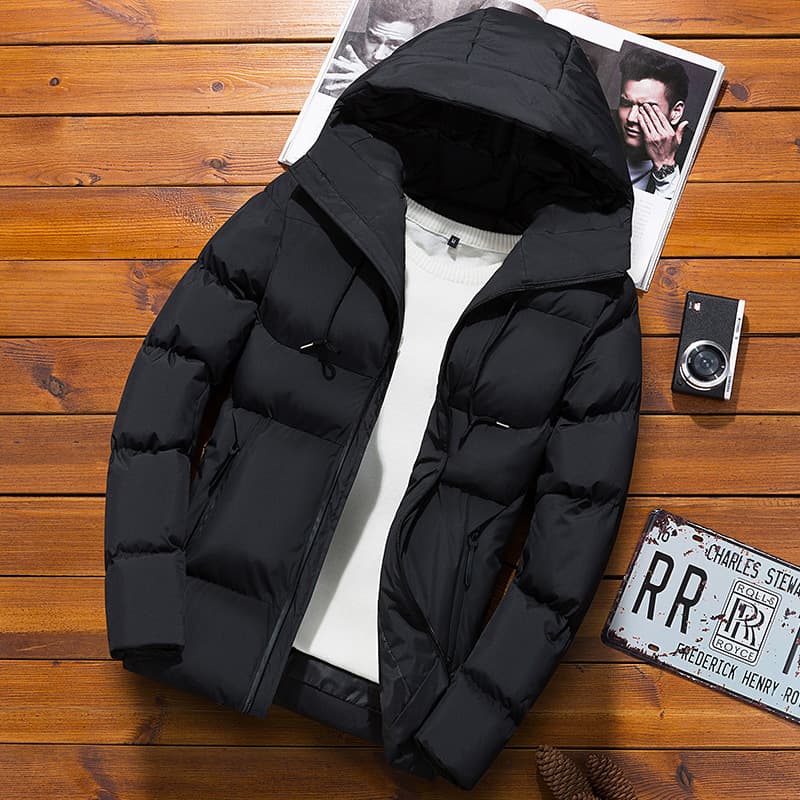 Winter Hooded Cotton Coat Men's Thickened Outerwear Youth Slim Warm Puffer Cotton Jacket Short Style Plus Size Men's Cotton Padded Coat Trendy