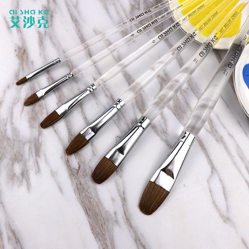 Aishake Acrylic Frosted Transparent Crystal Handle Gouache Brush Set, Wolf Hair Brush for Watercolor, Acrylic, and Oil Painting