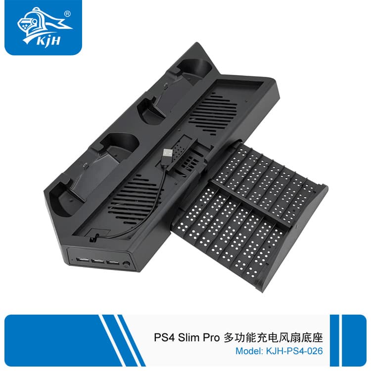 PS4 Slim Pro Fan Cooling Stand with Controller Charger, Self-Developed Manufacturer In Stock