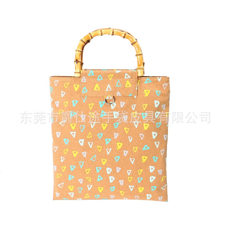 Creative New Real Wood Handbag, Eco-friendly Printed Cork Tote Bag, Large Capacity Wood Grain Shopping Bag