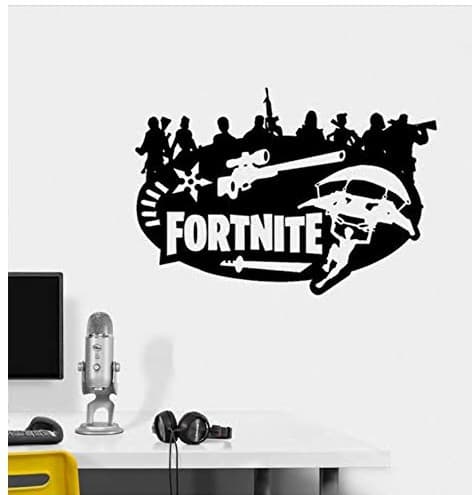 Game character sniper rifle skydiving pattern boy's bedroom carved wall sticker