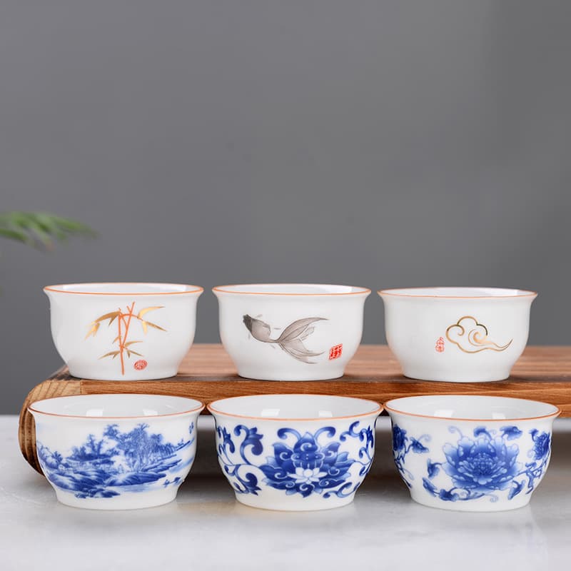 Blue and White Porcelain Tea Tasting Cup, Creative Ceramic Kung Fu Tea Set Tea Cup, Host Personal Single Cup, Logo Customization
