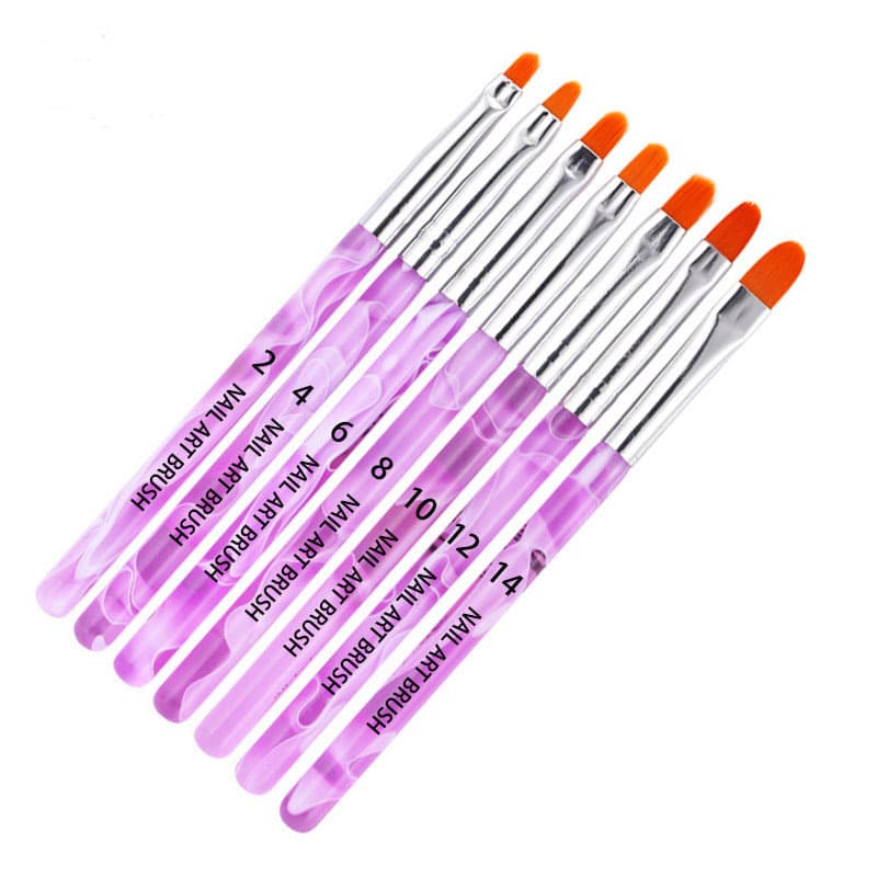Nail Brush 7pcs Crystal Handle Brush Flat Brush UV Gel Brush Painting Brush Crystal Carving Brush Crystal Handle Nail Brush