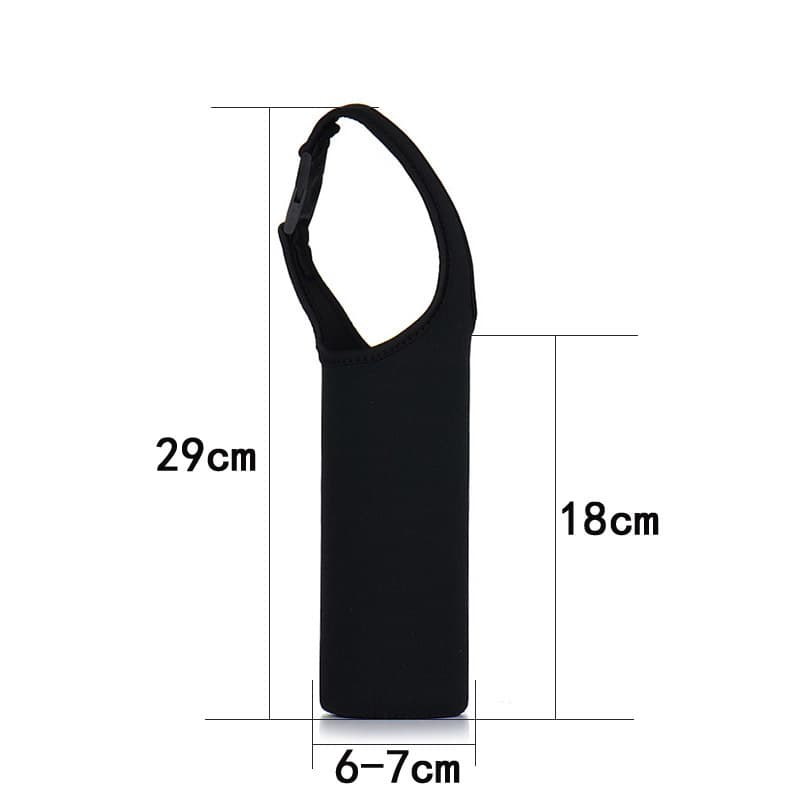Direct from manufacturer solid color neoprene cup sleeves with printed handles, simple and ultra-thick portable water bottle bags