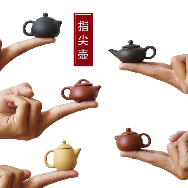 Mini Purple Sand Teapot Handmade Creative Small Pocket Fingertip Pot Small Tea Fun Tea Pet Ornament Kung Fu Tea Set Cultivable