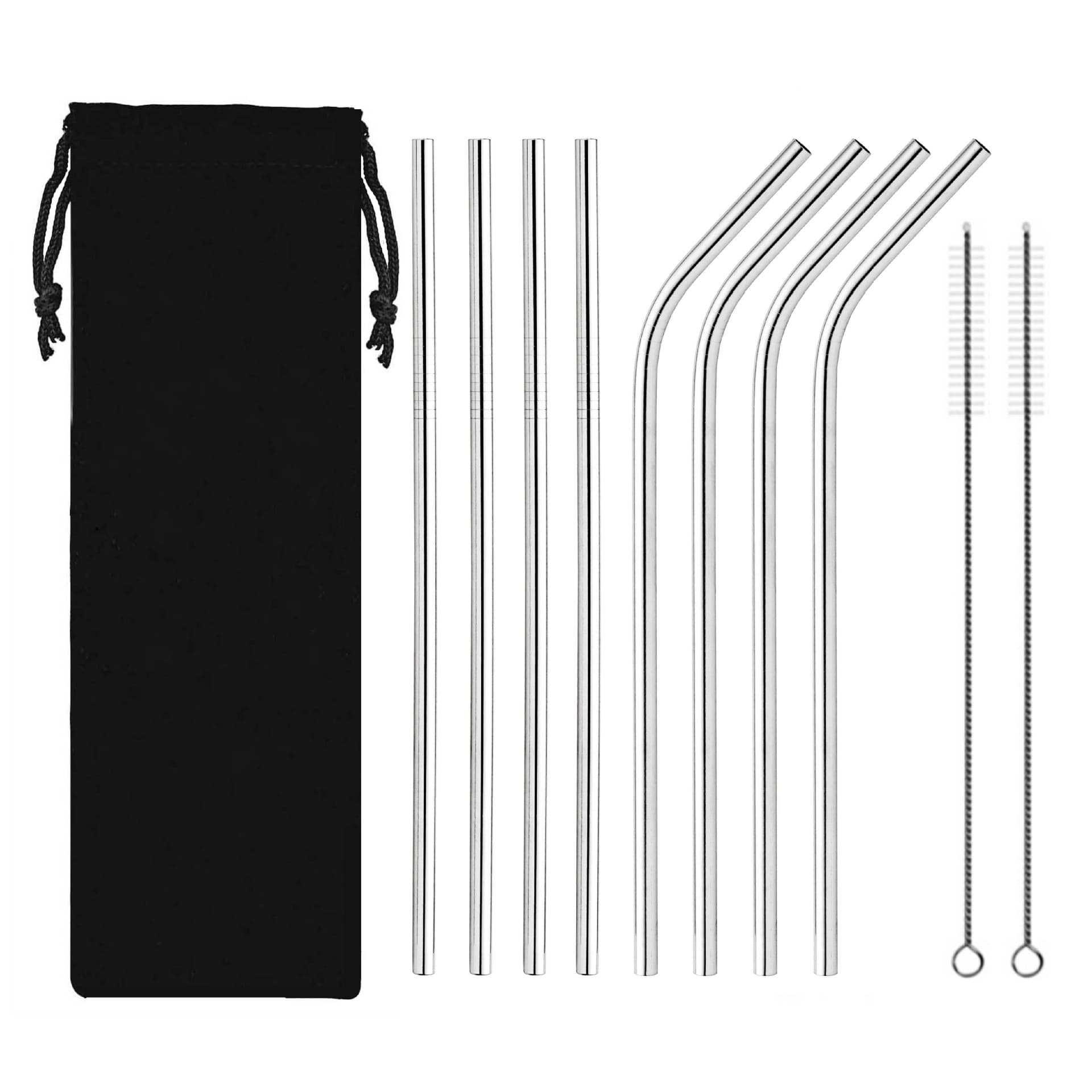 Factory Stock Amazon 304 Stainless Steel Colored Metal Straws Portable 10-Piece Straw Set