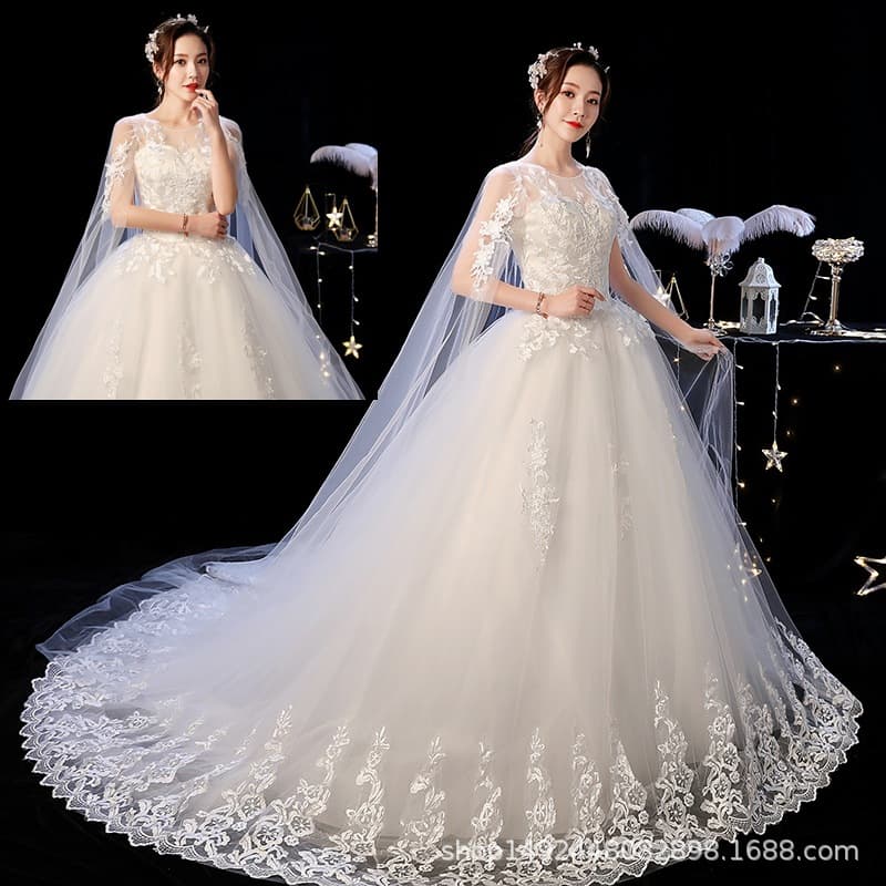 Suzhou Huqiu Slim Trailing Wedding Dress 2026 New Wedding Dress Trailing Wedding Dress One Shoulder Large Size Simple Chinese Style