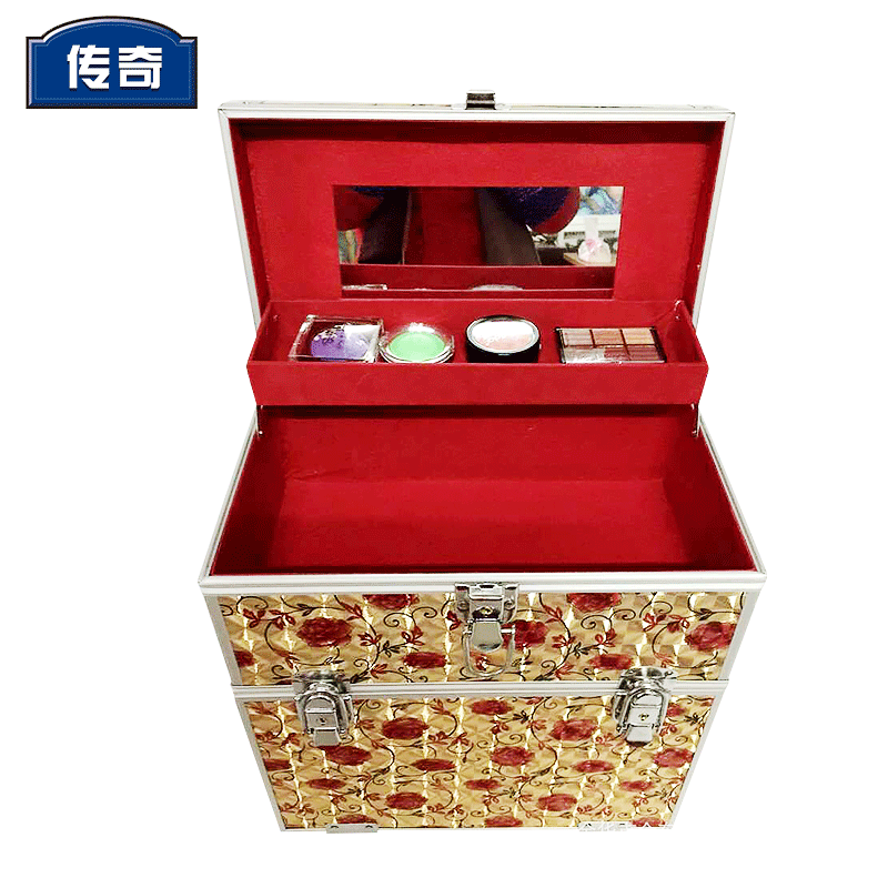 Small portable hand-held household aluminum alloy makeup box multi-layer manicure box for professional makeup artists and makeup
