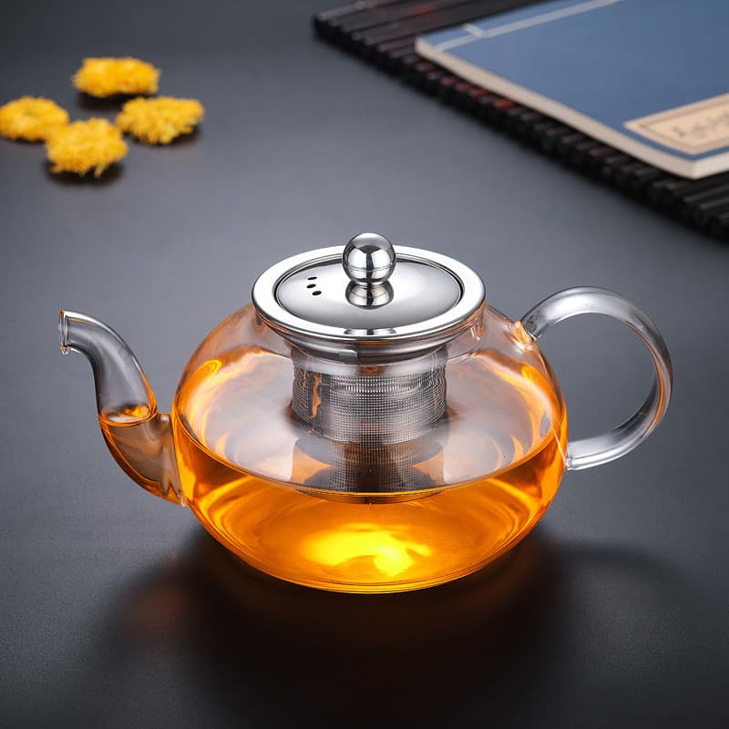 Factory wholesale glass teapots, high temperature resistant, thickened, for brewing tea, kettles, household stainless steel filters, and flower tea sets.