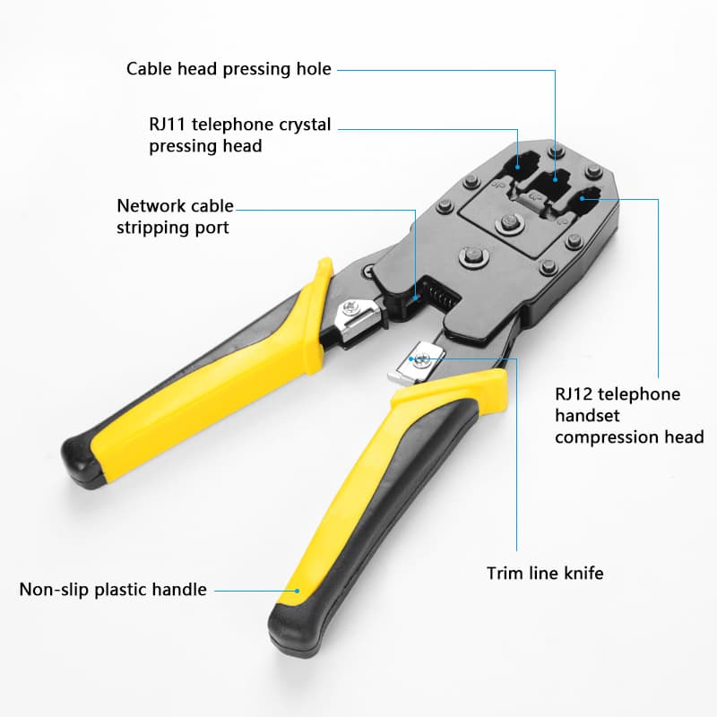HANDSKIT RJ45 RJ11 RJ12 Network Cable Crimping Tool Spring-Loaded Crimper Single Unit for Export
