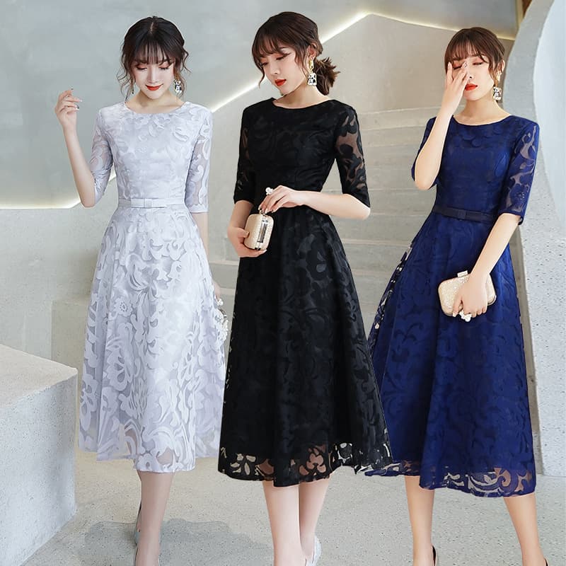 Women's Dress 2026 Fashion New Banquet Party Gown Elegant Socialite Black Mid-Length Slimming Evening Dress