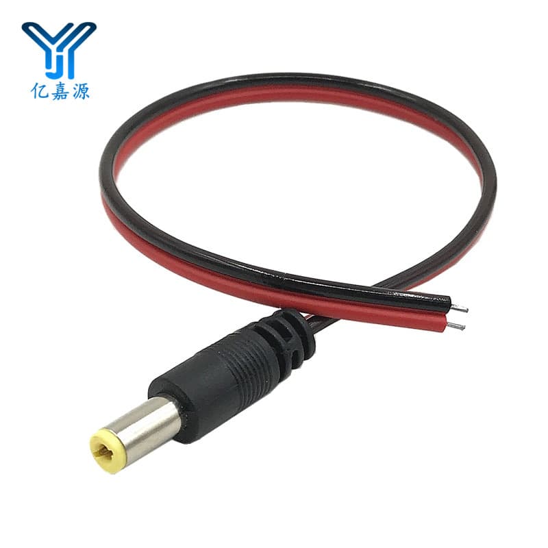 DC male connector cable, 5.5x2.1mm, centralized DC power supply cable for LED and surveillance, spade terminals