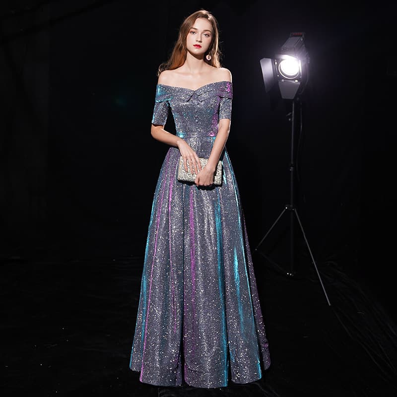 2026 New Year Party Evening Dress for Women, One-Shoulder Slimming Long Gown for Banquet Hosts, Elegant and Dignified