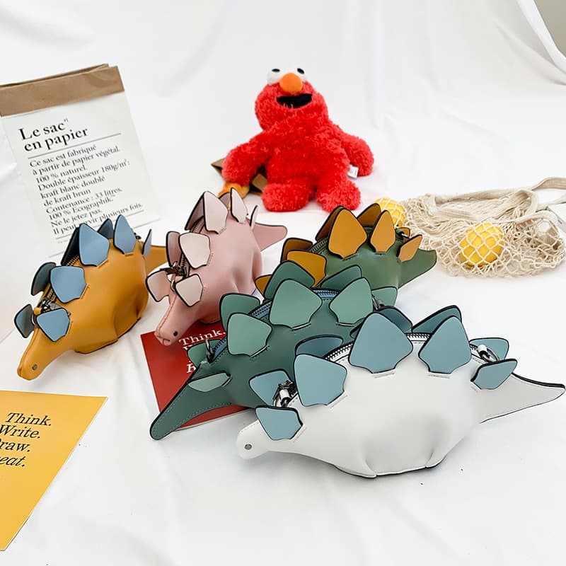 European and American fashion cartoon creative dinosaur animal crossbody bag, fashionable color block cute women's shoulder bag, adorable animal bag