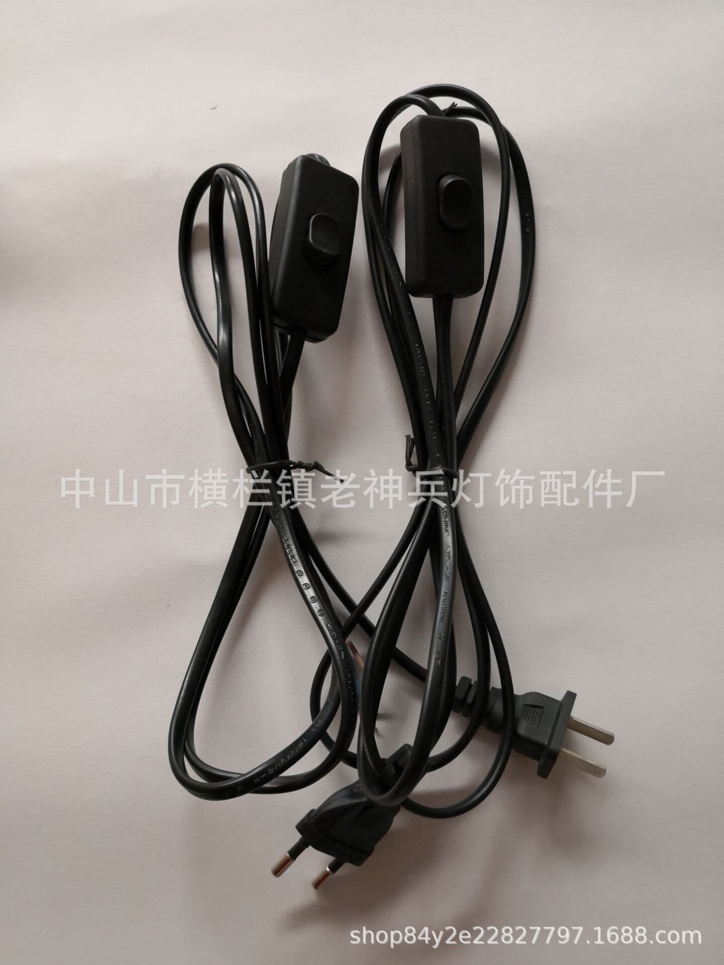 1.5m round plug flat plug dimmer switch wire, black white plug wire, power cord, 303 switch wire