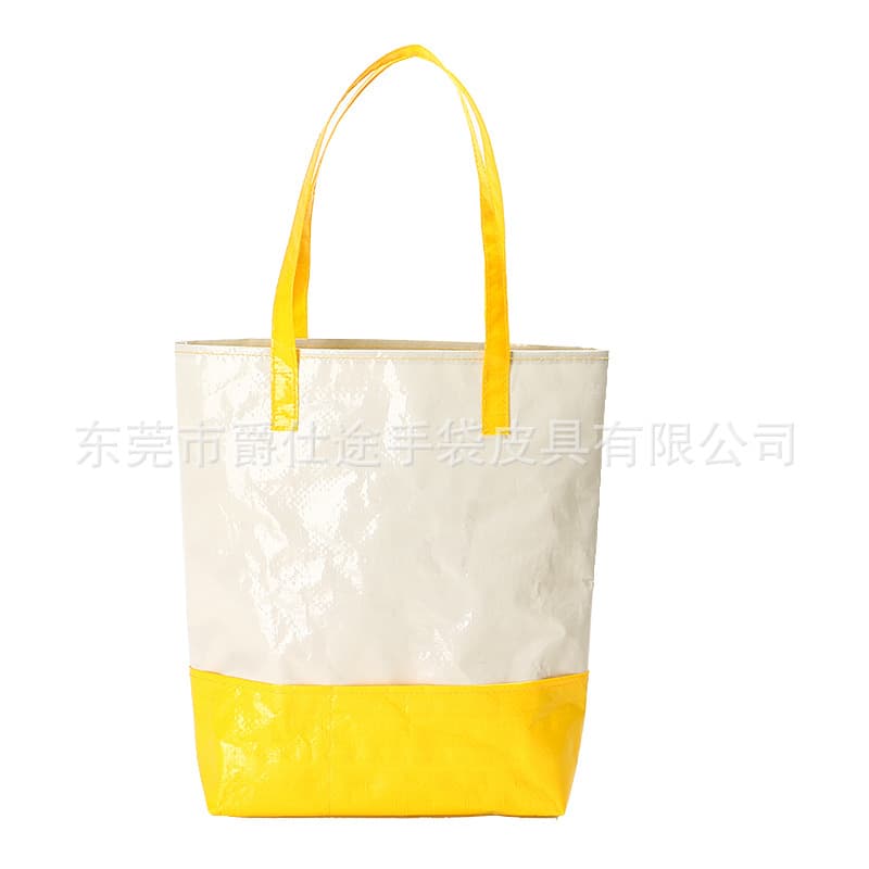 Eco-friendly PE Woven Shopping Tote, Fashionable Patchwork Woven Shoulder Bag, Simple and Versatile Woven Shopping Bag