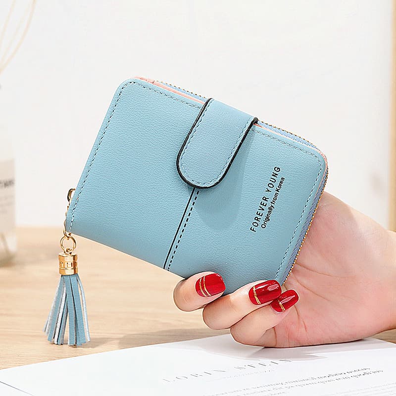 Wholesale new wallet solid color wallet two-fold short coin purse hot-selling student card holder cross-border exclusively for women