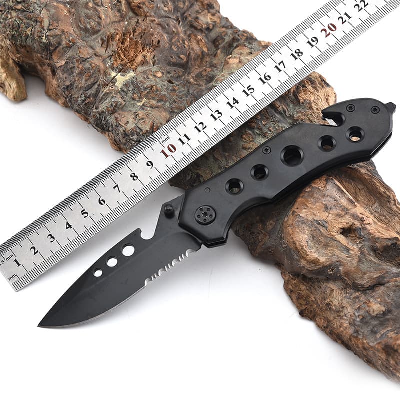 Folding Knife All Steel Outdoor Multi-Function Survival Knife Hunting Knife Self-Defense Tactical Knife Foldable Portable Camping