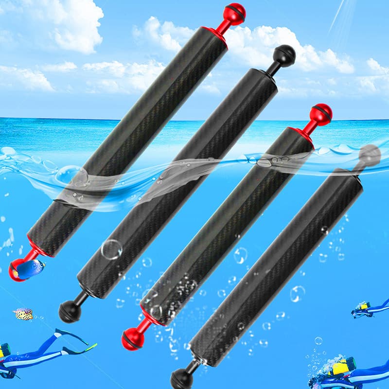 Underwater Photography Equipment 40mm Diameter 12-14 Inch Carbon Fiber Buoyancy Arm Dual Handle Bracket Fill Light Arm