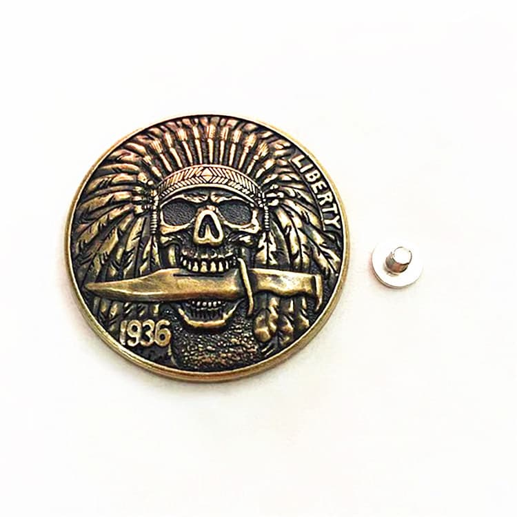 New embossed American skull wallet buckle, DIY handmade leather goods decorative buckle for wallets and keychains.